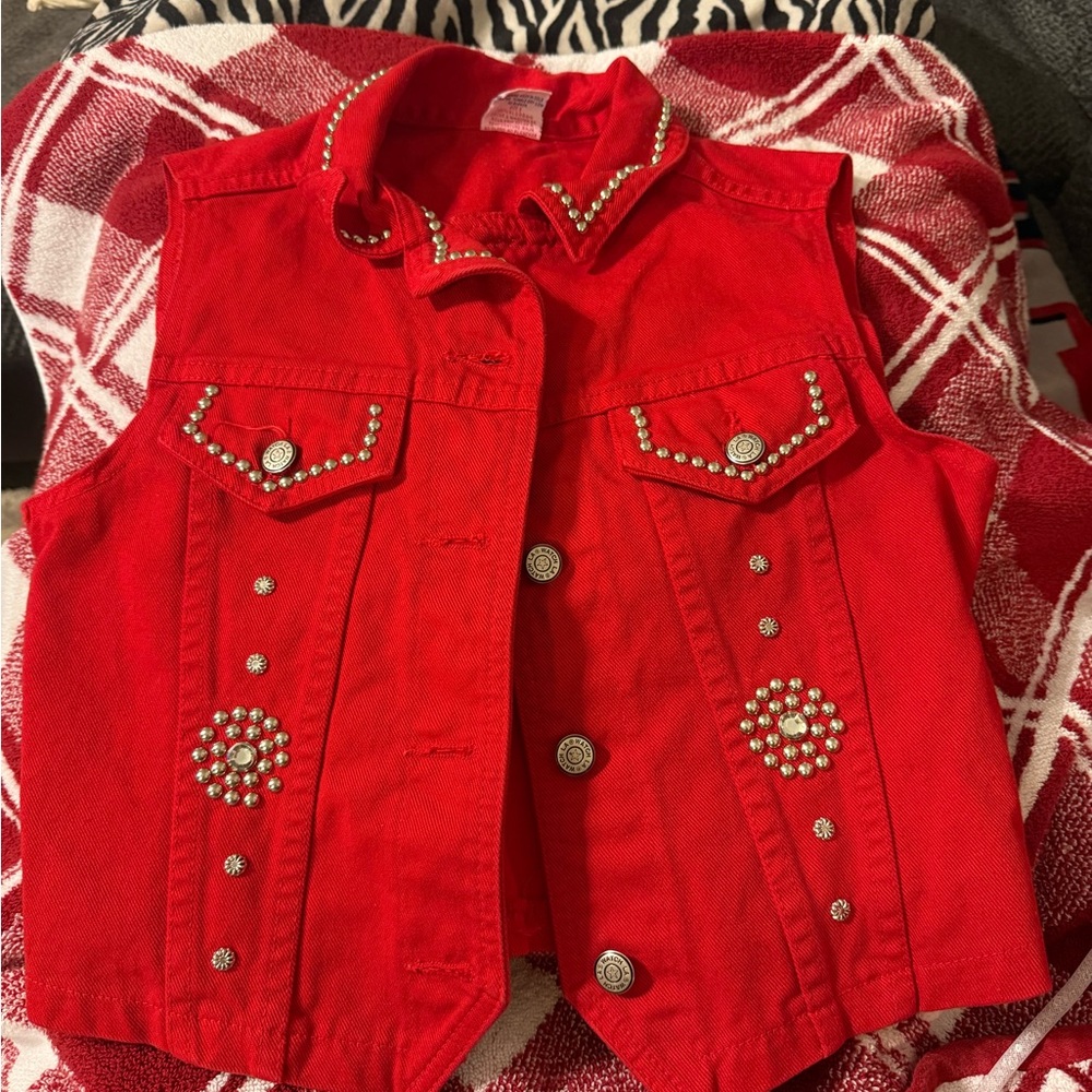 Women's Red Studded Vest